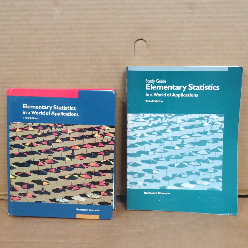 Elementary Statistics in a World of Applications 3rd Ed 1990 HC & Study Guide PB